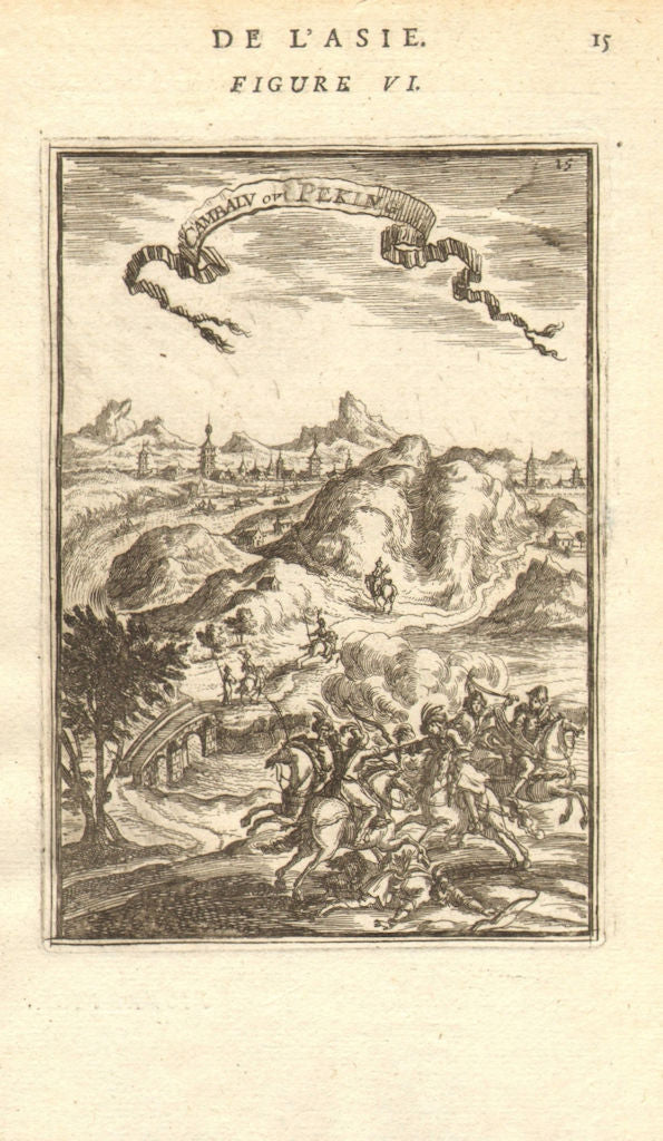 PEKING BEIJING. View of 'Cambalu ou Peking'. 北京. China. Cavalry. MALLET 1683